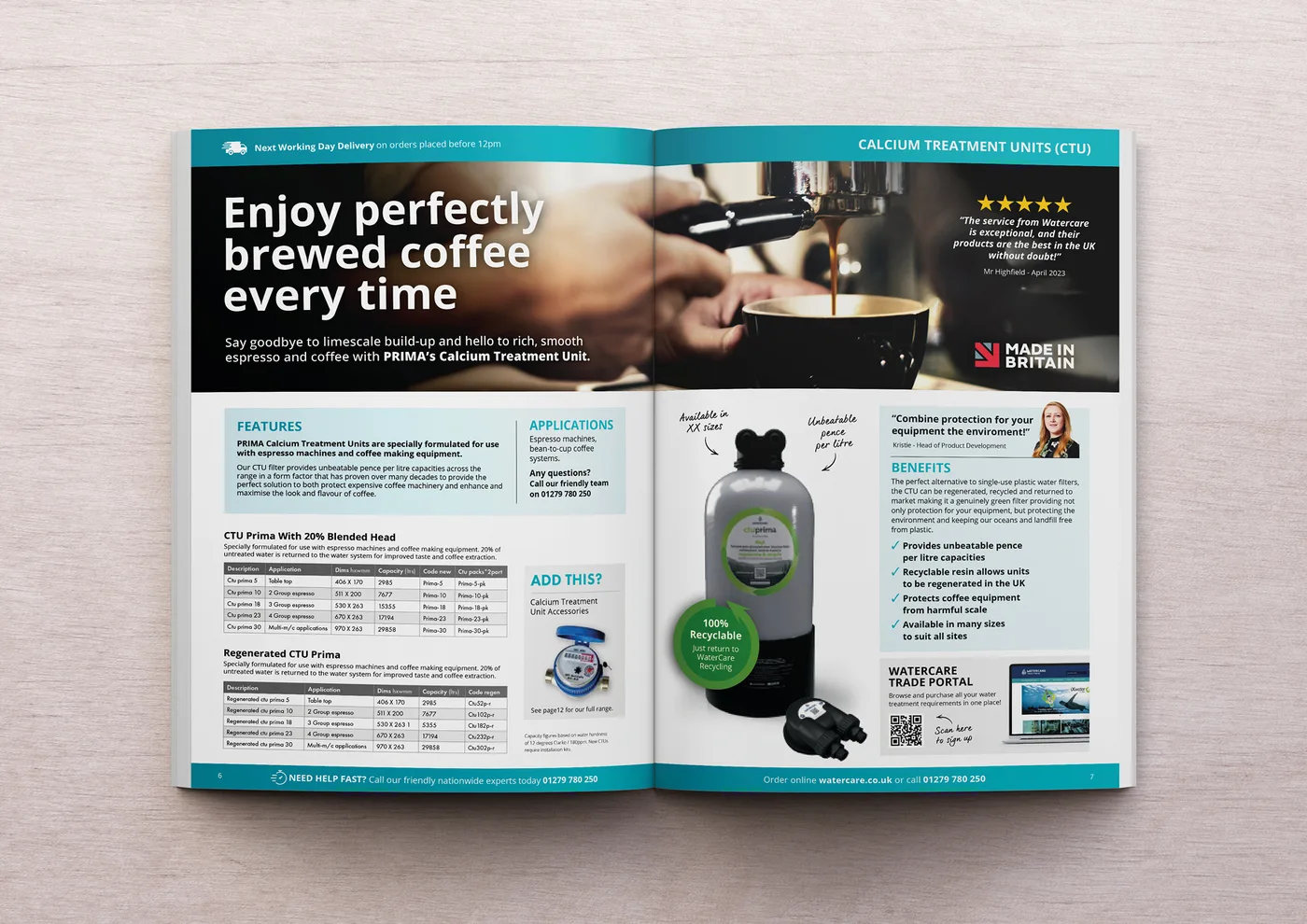 Redesigned Watercare page with clear hierarchy, benefit-led copy and a visible call to action